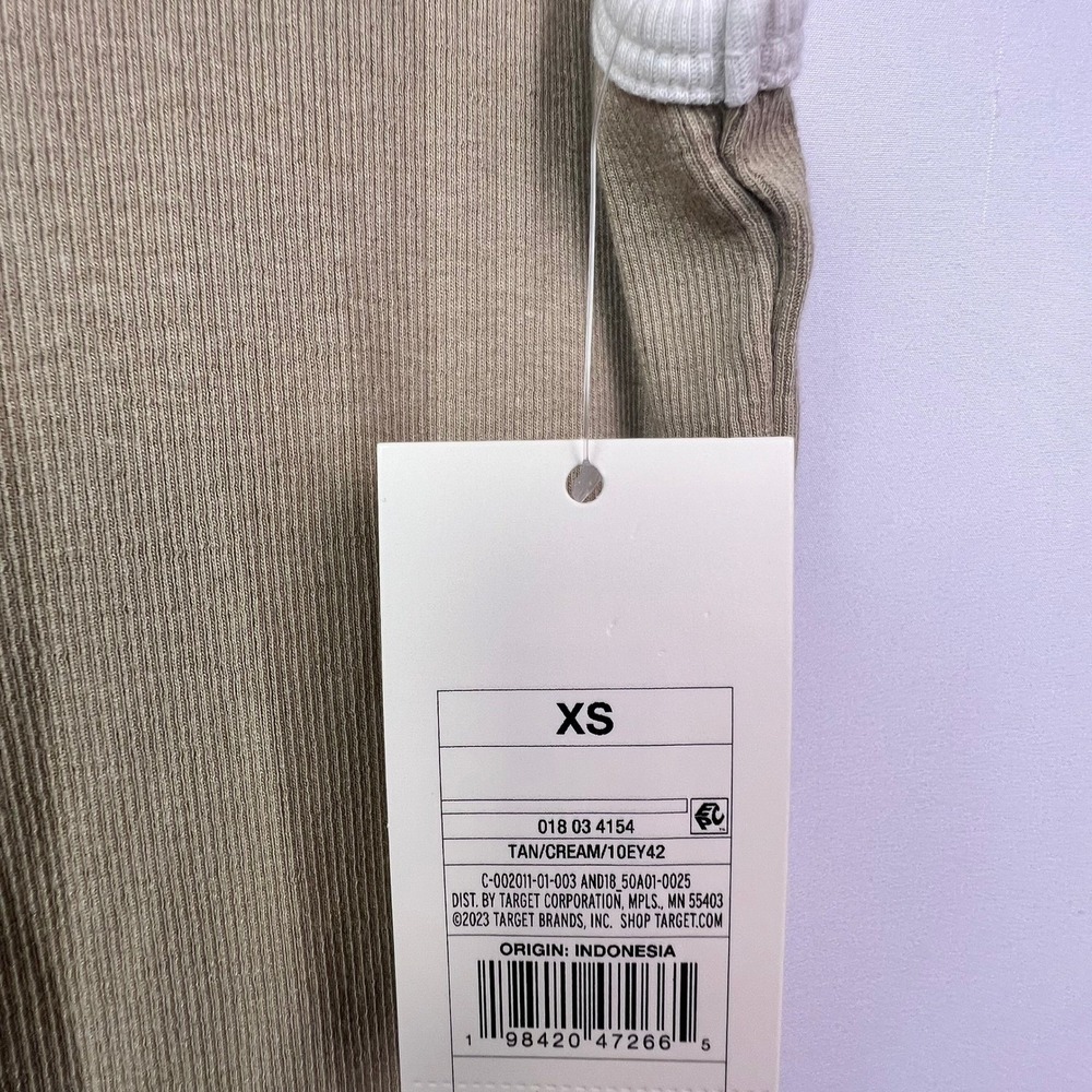 A New Day Womens XS Tan Cream Ribbed Ringer Maxi Dress Sleeveless Scoop Neck NEW - Picture 4 of 5
